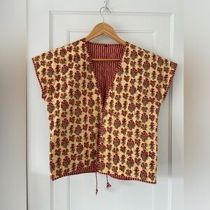 Jaipur block print quilted vest, size large
